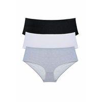 3 Adet Kadın Yüksek Bel Bato Külot Siyah Beyaz Gri