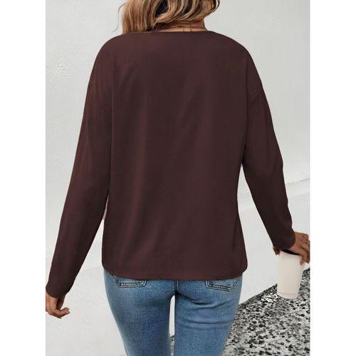 Kadın Uzun Kollu V Yakalı Leopar Detaylı Viskon Iki Iplik Bluz