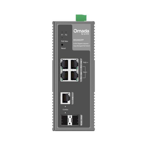 Omada IES206GPP Industrial, 6 Port Gigabit, 1Port Poe++, 3 Port Poe+, 1 Port Gigabit Combo SFP, 120W, Yönetilebilir, Endüstriyel Switch