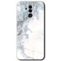 Potkal Hediye Fabrikası Huawei Mate 20 Lite HD Baskılı Kılıf + 9D Tam Ekran Koruyucu - White Marble