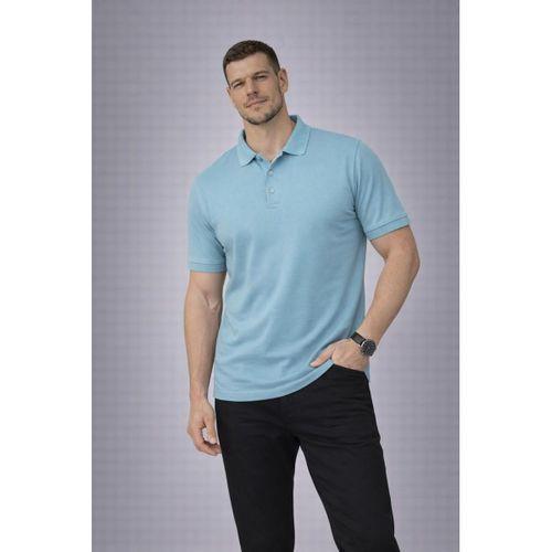 Orlando Polo Yaka Pike Kumaş Relaxed Fit Basic Düğmeli Relaxed Fit Erkek T-Shirt - Açık Mavi