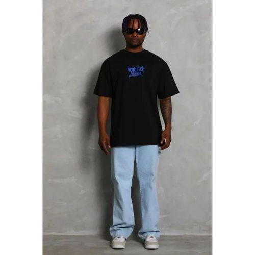 Erkek Baskılı T-Shirt Kısa Kol Bisiklet Yaka Regular Fit Rahat Kalıp Günlük Tişört - Siyah