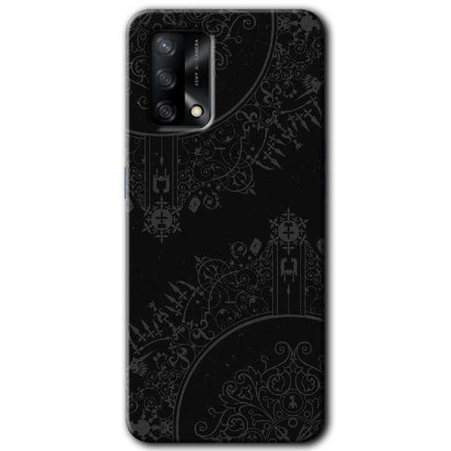Oppo A54 Kılıf HD Desen Baskılı Arka Kapak + Temperli Cam - Siyah Mandala