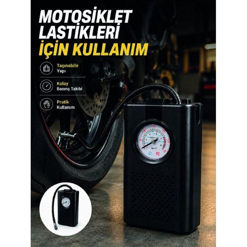 Araç Lastik Şişirme Pompası Taşınabilir Analog Basınç Göstergeli Hava Kompresörü
