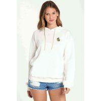 Butterfly Yellow Clip Baskılı Beyaz Kadın Kapşonlu Sweatshirt