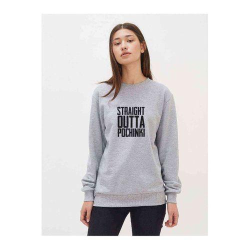 Pubg Straıght Outta Pochınkı Baskılı Gri Kadın Sweatshirt