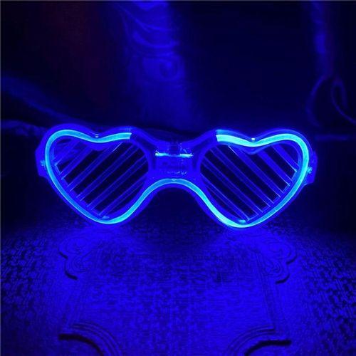 Mavi LED Işıklı Kalp Gözlük – 3 Modlu Parti & Glow Gözlüğü