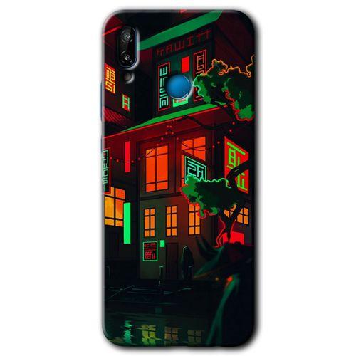 Huawei P20 Lite Kılıf Baskılı Kapak - China Street + 5D Tam Kaplayan Cam