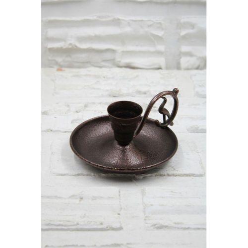 Metal Nostalji Mumluk & El Şamdanı Kendinden Iğneli Mum Hediyeli Acı Kahve Oksit Kulp Turna2623-3