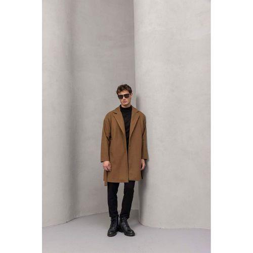 Carlo Oversize Kaşe Kaban Camel - Fincher Boğazlı Kazak Siyah - Bezayağı Kumaş Pantolon Siyah