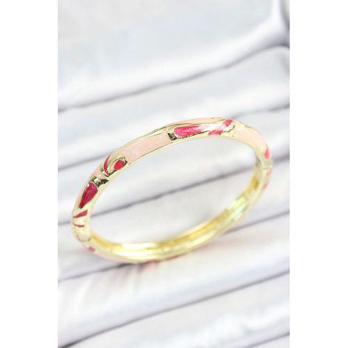 Mineli Pirinç Pembe Desenli Gold Renk Kadın Kelepçe