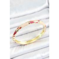 Mineli Pirinç Pembe Desenli Gold Renk Kadın Kelepçe