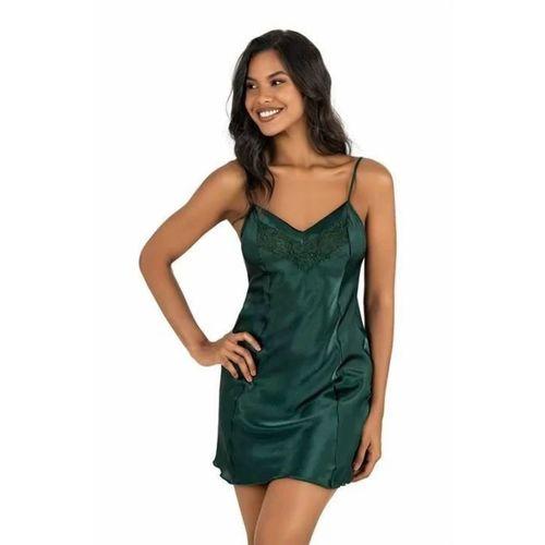 Yeşil Kısa Saten Gecelik 8231