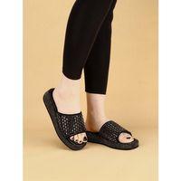 LAYKLY Taş Detaylı Parlak Yazlık Model  Platform Kadın Platin Terlik