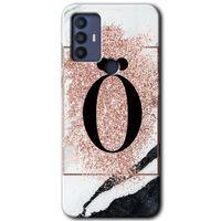 TCL 30 SE Kılıf HD Desen Baskılı Arka Kapak - Pembe Mermer Desenli Ö Harfi