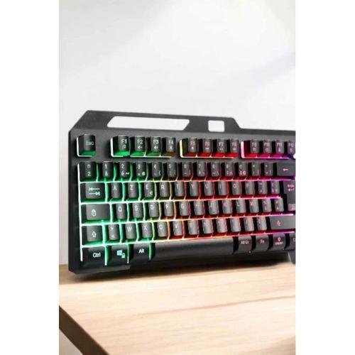 Led Işıklı  Klavye Usb Girişli Rgb Işıklı Q Klavye Mouse Hediyeli