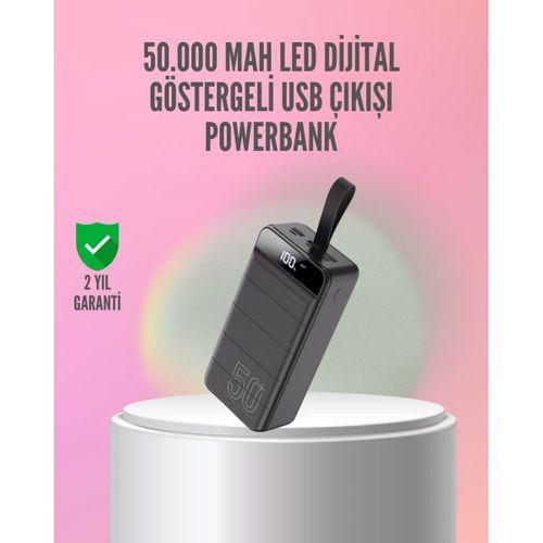 50.000 Mah Ultra Güçlü Powerbank 4 Usb Çıkışlı, Led Dijital Göstergeli, Hızlı Şarj Destekli Taşınabilir Şarj Cihazı