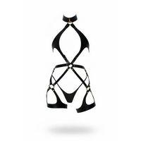 Siyah Harness Takım Yüksek Yaka Halka Detaylı Deri - Brf1331