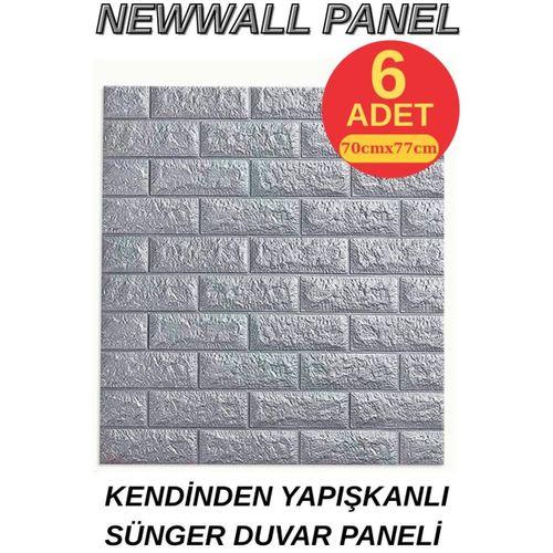 Renkli Duvarlar Kendinden Yapışkanlı Sünger Gri Tuğla Duvar Paneli 70x77 cm 6 Adet