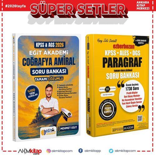 Eğit Akademi 2026 KPSS MEB AGS Coğrafya Amiral ve Pegem Ezberbozan Paragraf Soru Bankası Seti 2 Kitap