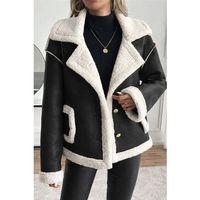 Kadın Uzun Kollu Yakalı önden Düğmeli Cep Detaylı Süet Ceket