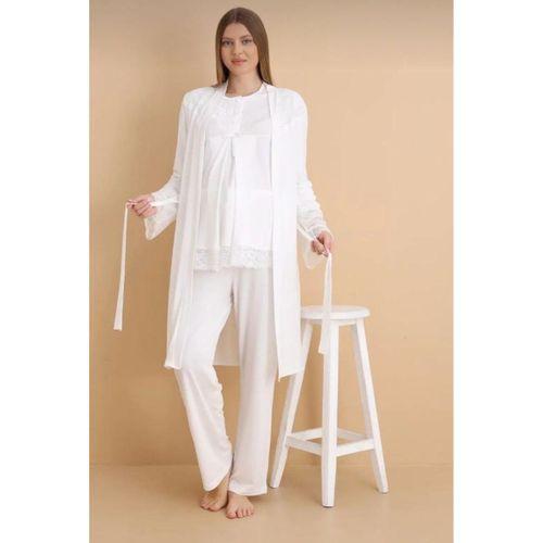 NEHİR 4022 Hamile Lohusa 3 Lü Pijama Sabahlık TK