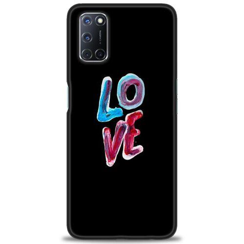 Oppo A92 Kılıf HD Baskılı Kılıf - Renkli Love + Tam Ekran Koruyucu