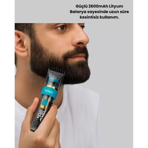 Saç Ve Sakal Kesme Makinesi Led Ekranlı Profesyonel 5 Adet Uzunluk Ayarı