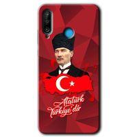 MRCİLETİSİM Huawei P30 Lite Kılıf HD Desen Baskılı Arka Kapak + Temperli Cam - Atatürkiye