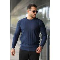 Erkek Bisiklet Yaka çizgi Kabartmalı Uzun Kollu Triko