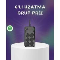 6 Prizli Çoklu Uzatma Kablosu Usb Type-c Hızlı Şarj Termal Koruma