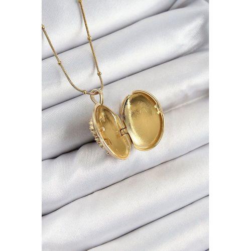 316L Çelik Zincir Açılabilir Anka Kuşu Model Zirkon Taşlı Gold Renk Kadın Kolye