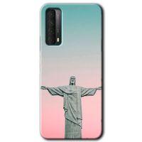 MRCİLETİSİM Huawei P Smart 2021 Kılıf Baskılı Kapak - Rio +Tam Kaplayan Mat Seramik