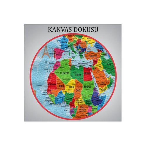Türkçe Dünya Haritası Kanvas Tablo Son Derece Detaylı ve Dekoratif-2036