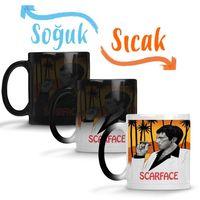 Scarface İllüstrasyon Sihirli Kupa Bardak Porselen
