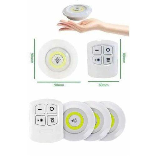 Yapışkanlı 3'lü Spot Led Işık Lamba Montajsız Pilli Uzaktan Kumandalı