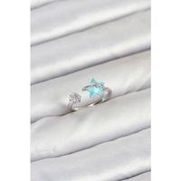 Pirinç Gümüş Renk Mavi Yıldızlı Model Kadın Yüzük