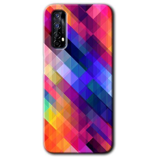 Realme 7 Kılıf Baskılı Kapak - Multi Oblique + 5D Tam Kaplayan Cam