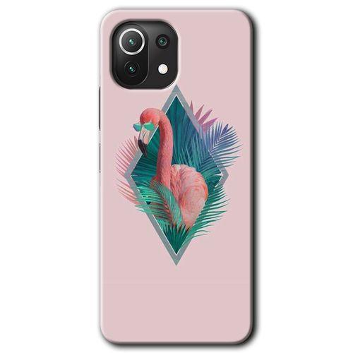 Xiaomi Mi 11 Lite Kılıf HD Desen Baskılı Arka Kapak - Flamingo + Kırılmaz Cam