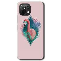 Xiaomi Mi 11 Lite Kılıf HD Desen Baskılı Arka Kapak - Flamingo + Kırılmaz Cam