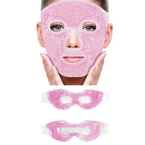 Terapi Jel Boncuklu Yüz Ve Göz Maskesi Seti Pembe Sıcak Ve Soğuk Kullanım