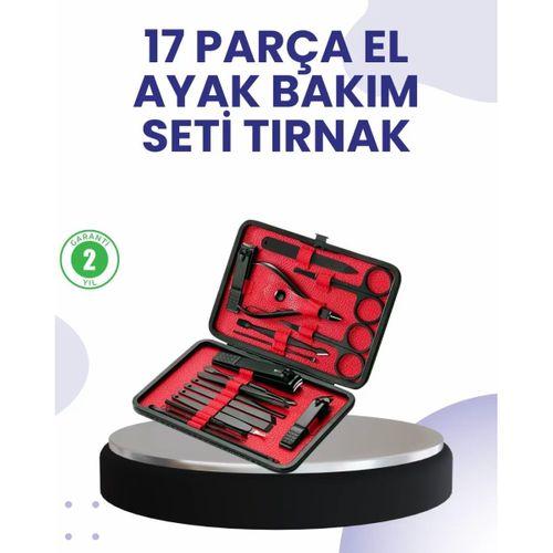 Taşınabilir Deri Kutulu 17 Parça Manikür Seti