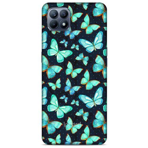 Huawei P40 Lite Kılıf Kelebek Etkisi (12) Koruyucu Silikon Beyaz Mavi