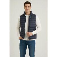 Erkek Şişme Fermuarlı Yelek Su Itici Kapitone Astarlı Kumaş Cepli Hafif Kışlık Spor Rahat Kalıp - Lacivert