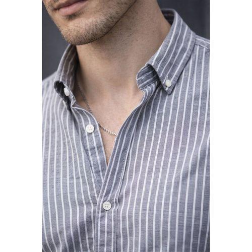 Nefes Alabilir Zarif Günlük Carina Çizgili Pamuklu Erkek Gömlek - Siyah