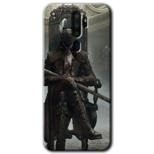 MRCİLETİSİM Oppo A5 2020 Kılıf Baskılı Kapak - Bloodborne Hunters + 5D Tam Kaplayan Cam