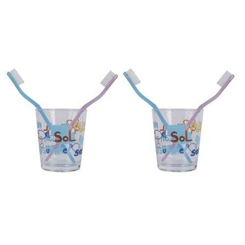 2 Adet Diş Fırçalık Ve Macun Kabı Deniz Desen Akrilik 8X8X9Cm  Banyo Seti
