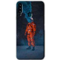 Samsung Galaxy A20s Kılıf Baskılı Kapak - Smoke Astronot +Tam Ekran Koruyucu