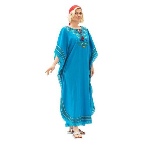 Kısa Kol Şile Bezi Gülseren Uzun Yazlık Otantik Elbise Turkuaz Trkz