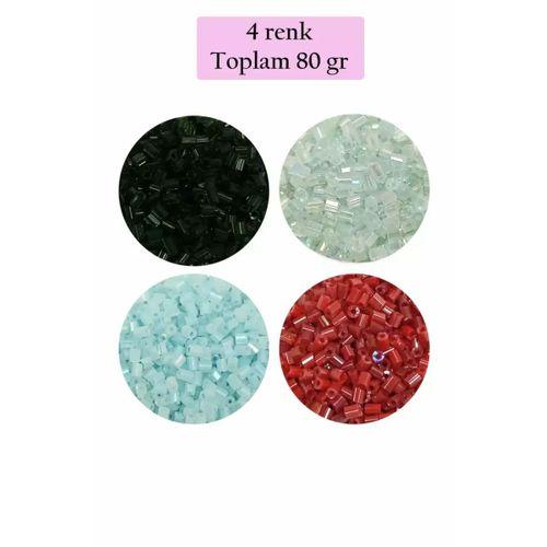 Kesme Cam Boncuk 2mm - 4 Renk - Toplam 80 Gram - BNC439